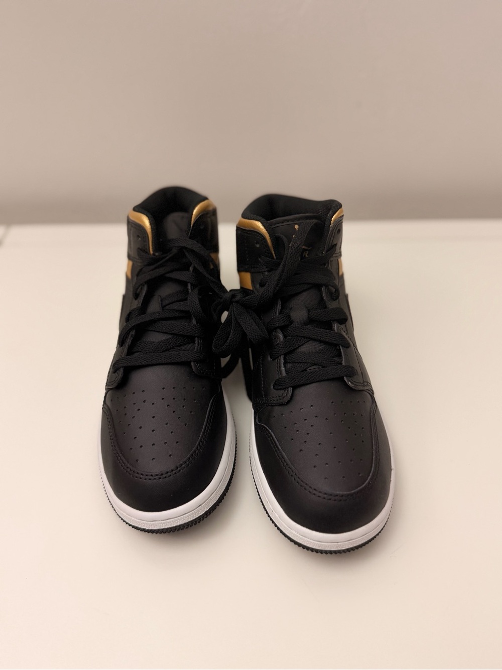 Black and Gold High-Top Athletic Sneakers